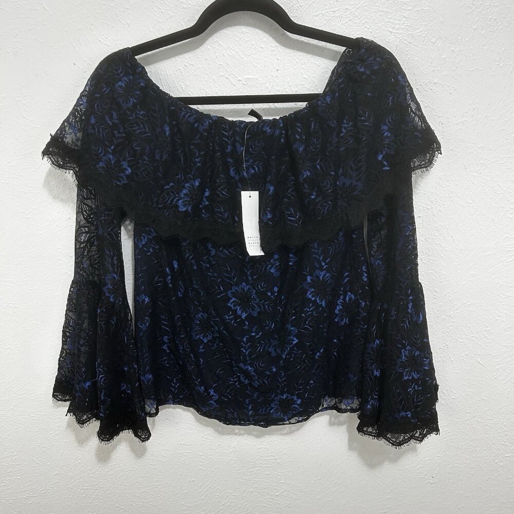 White House Black Market Off Shoulder Lace Bell Sleeve Blouse 6‎ Whimsigoth Y2K